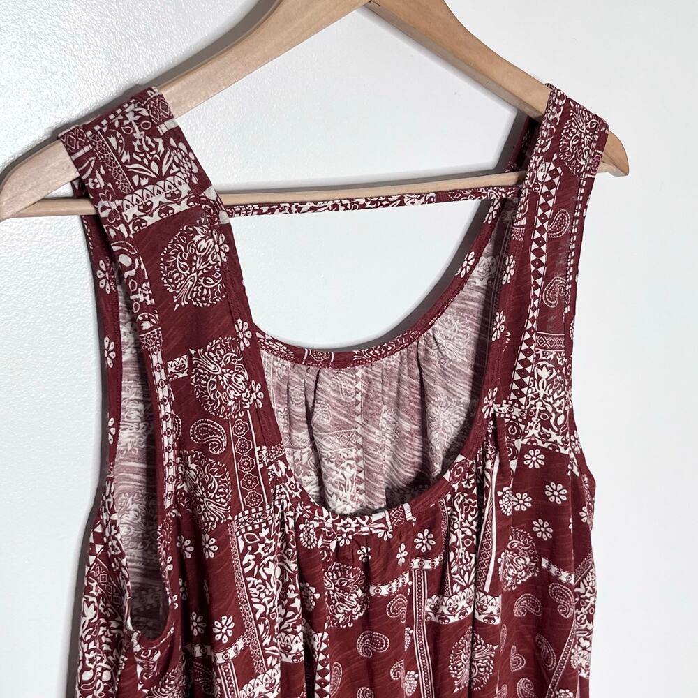NWT Natural Life Boho Swing Tank XS/S Red Paisley Patchwork High Low Top - Picture 9 of 11